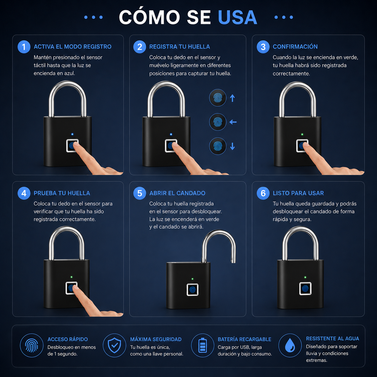 Candado Inteligente de Huella para un Acceso Rápido y Seguro